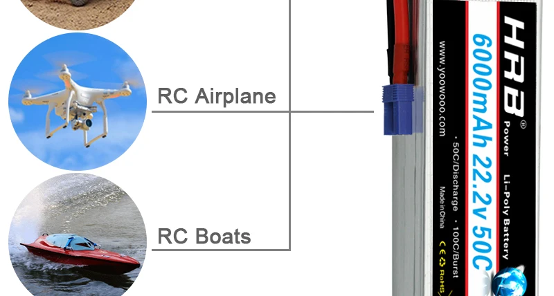 HRB 6S 22.2V Lipo Battery, AKKU Charged Rechargeable Powerful Li-Polymer Accessories Discharge Rate