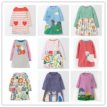 Vidmid детский платья для маленьких девочек; Новая одежда из хлопка с аппликацией животных одежда принцессы платье для девочки платья с длинным рукавом