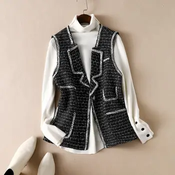 

2019 Fall New Women's Fashion Personality Weaving Small Breeze Waistcoat Cardigan Vest, A283
