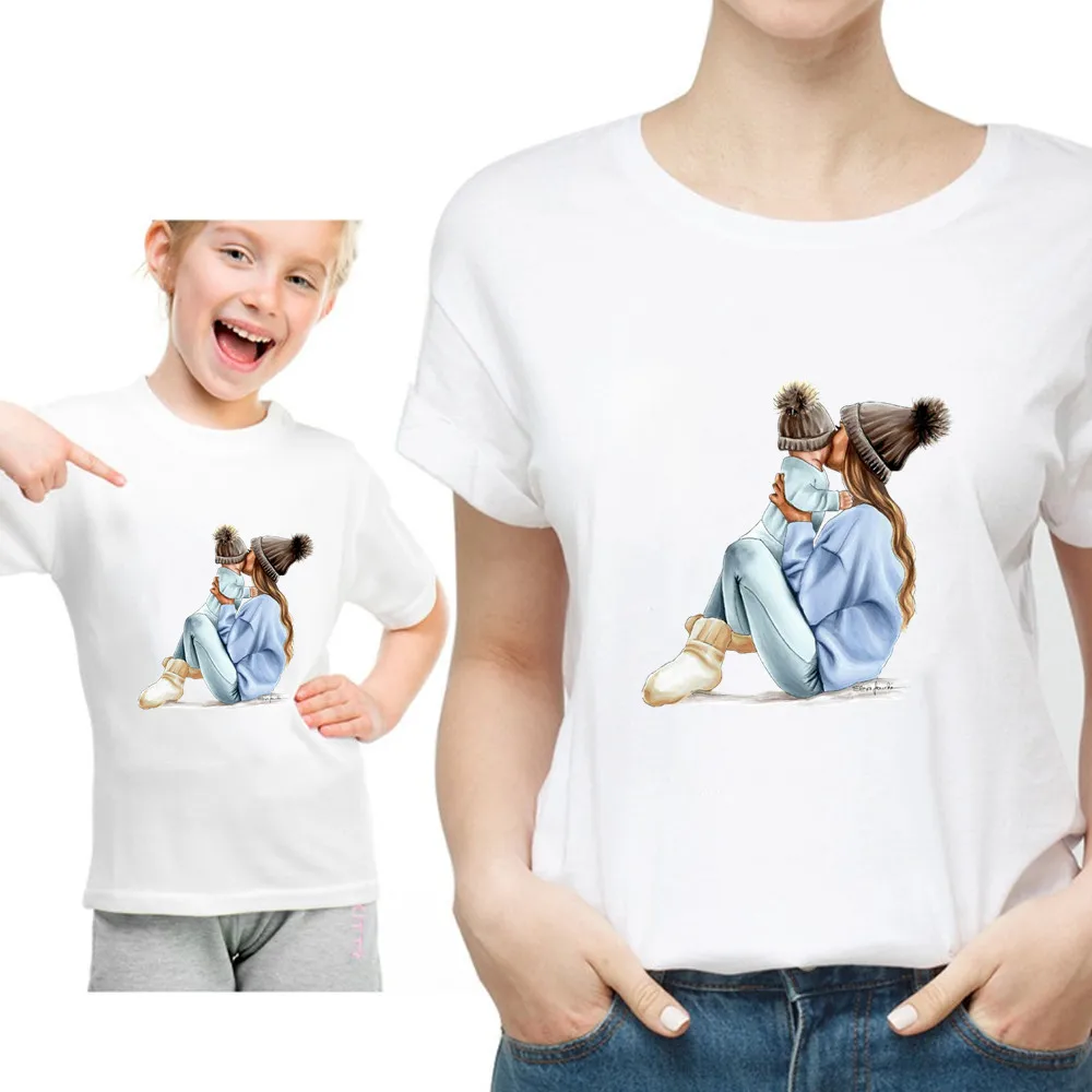 Семейные комплекты; футболка для мамы и дочки; топы для детей; Повседневная футболка для маленьких девочек; одежда - Цвет: 6