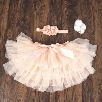 Neonate Tulle Tutu Bloomers Infantile Neonato Pannolini Copertura 2 pezzi Gonne corte + Fascia Set Ragazze Gonne Arcobaleno Gonna bambino