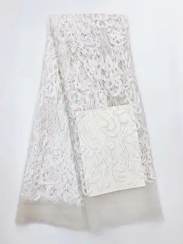

Most popular New beautiful Pure white 2020 High Quality Nigerian French sequins Lace Fabric Luxury embroidered Net Lace fabric