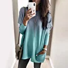 O-neck Long Sleeve Gradient Color Loose Casual T Shirt  Women 2022 Autumn Pocket Long Tops Plus Size Woman Tshirts T-shirt ► Photo 1/6