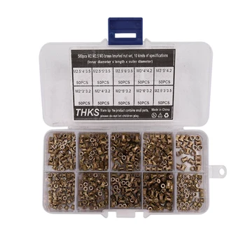 

500Pcs M2 M2.5 M3 Female Thread Knurled Nuts Copper Threaded Insert Embedment Nuts Assortment Kit