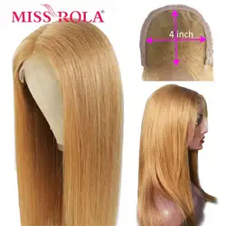 Miss Rola 4*4 Straight Hair Lace Closure Wig 100% Human Hair Wigs Ombre Red Burgundy Blond 99J Orange Remy Hair Pre Plcked Wigs