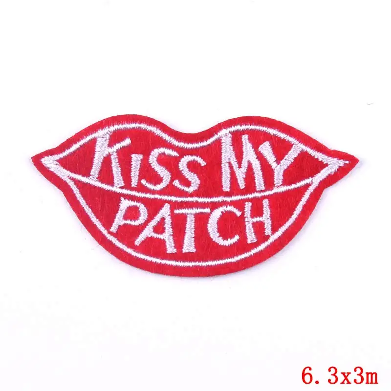 Prajna DIY Bandage Embroidered Patches For Clothing Sport Ball Patch Iron On Stickers Cute Patch Kiss Lip Badge Applique Decor F - Color: 4584