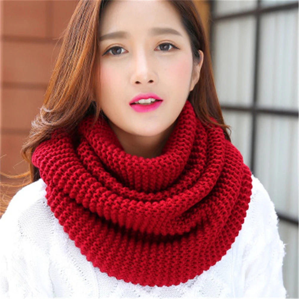 Bufanda de lana tejida mujer, cuello grueso y cálido, puro, 2 trampas, CN009, edición han, invierno, nuevo _ - AliExpress