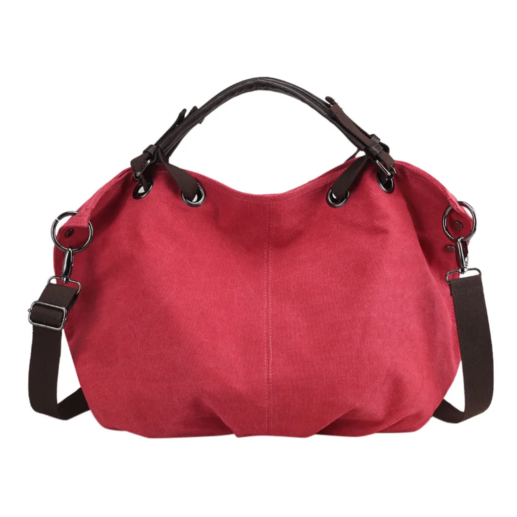 Модная женская сумка высокого качества многофункциональная Большая вместительная Холщовая Сумка на плечо дорожная сумка через плечо - Цвет: Ярко-розовый