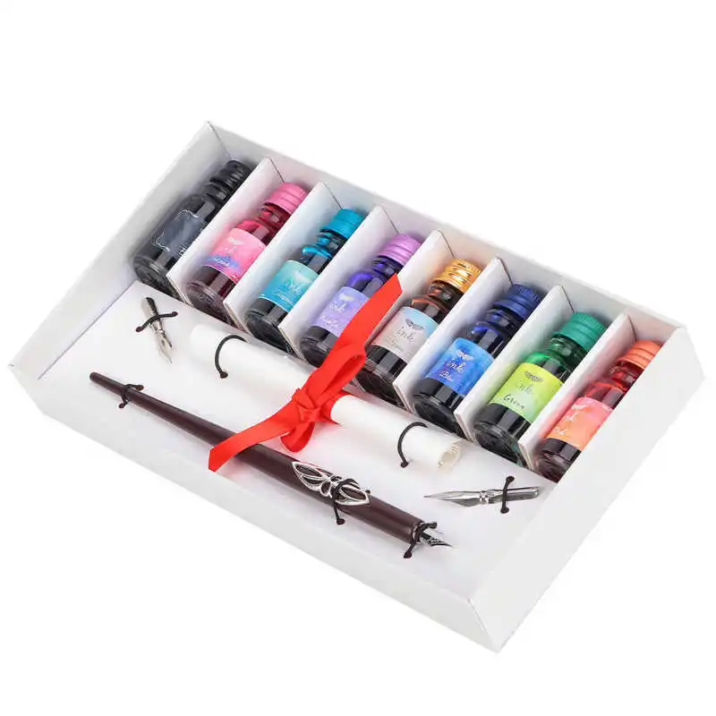 Ручка Dip Pen с цветными чернилами удобно держать в руке 2 сменными наконечниками