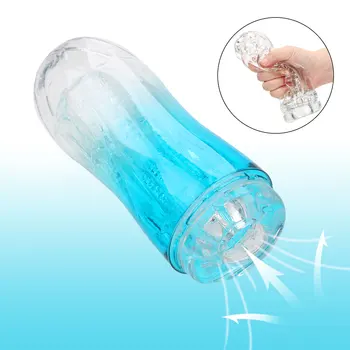 VATINE Vagina Real Pussy Masterbation Cup Spiral Transparent Vacuum Artificial Vagina Sex Toys for Men Masturbator