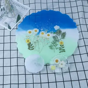 

Crystal Epoxy Resin Mold Round Tray Casting Silicone Mould Handmade DIY Crafts