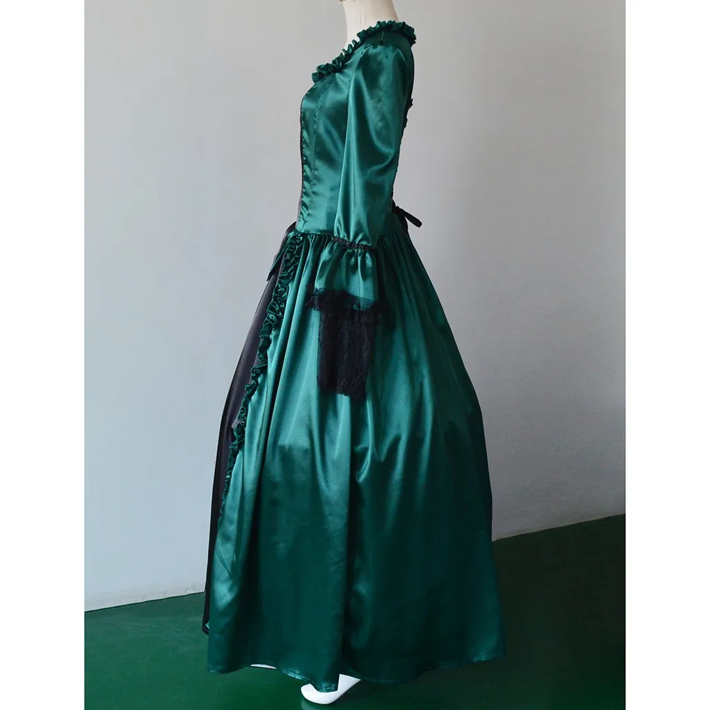 Женское винтажное кружевное платье для женщин, средневековое, длина до пола, Ренессанс, готика, косплей, длинные рукава, осенние платья# J30