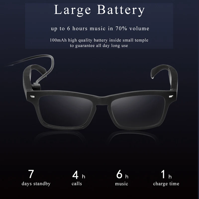Smart Glasses Wireless Bluetooth 5.0 Sunglasses Outdoor Smart Sport Hands-Free Calling Calling Music Anti-Blue Eyeglasses