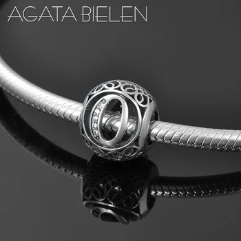 

Like Crystal Clear CZ Letter O Hollow out Round 925 Sterling Silver beads Jewelry making Fit Original Pandora Charms Bracelets