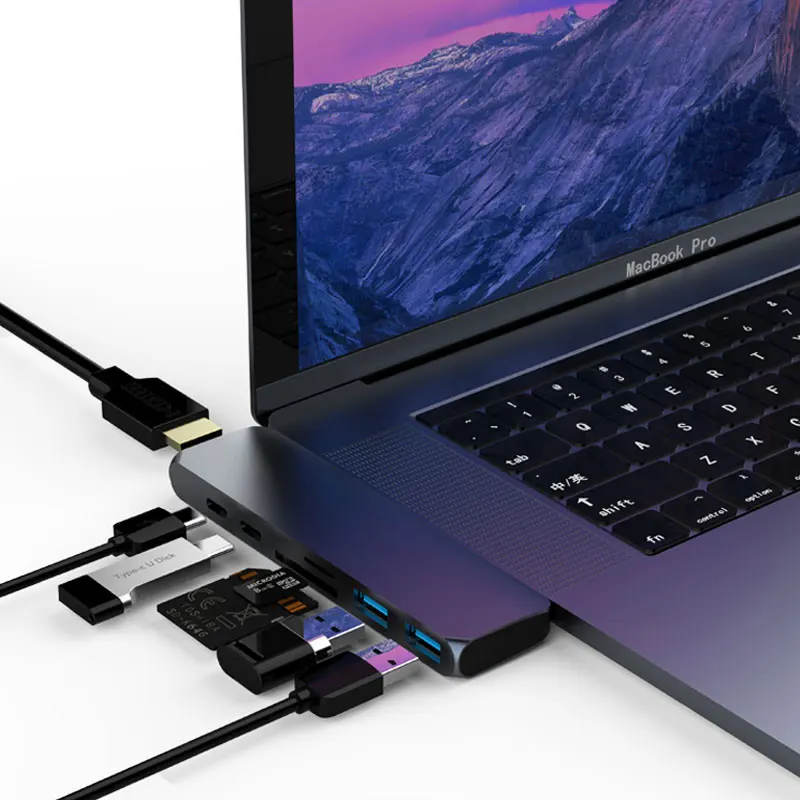 USB 3,1 type-C концентратор к HDMI адаптер 4K Thunderbolt 3 USB C концентратор с концентратором 3,0 TF считыватель SD карт слот PD для MacBook Pro/Air