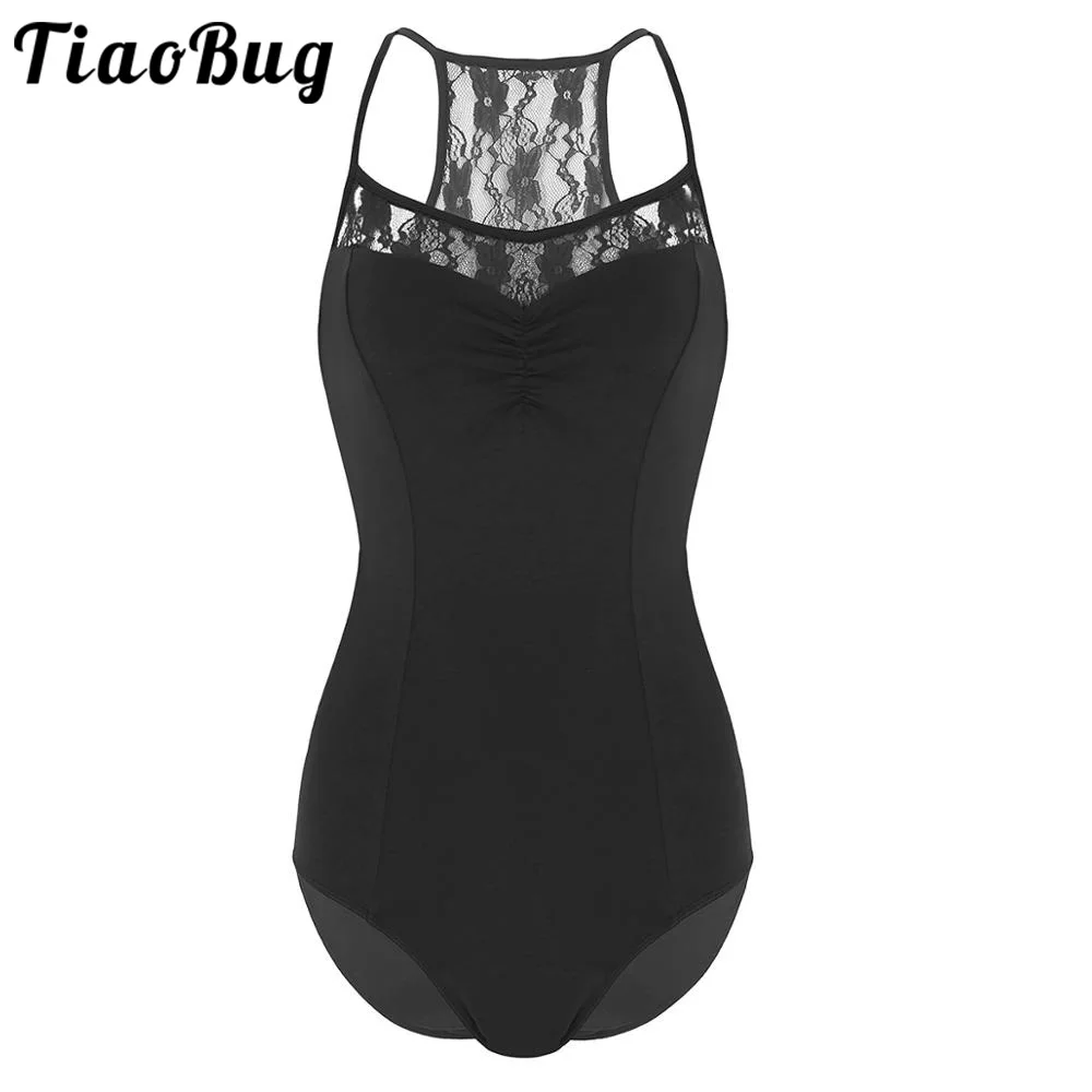Tiaobug Women Cotton Sports Bodysuit Builtin Bra Ballet Leotards Adult