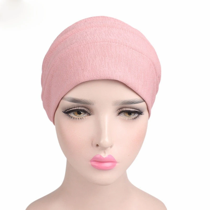 Модная горячая Распродажа Женская шляпа индийская мусульманская Дамская винтажная однотонная шапочка для макияжа шапочка для химиотерапии 6 цветов