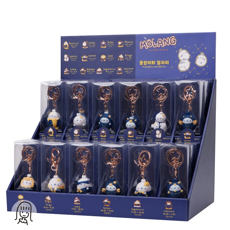 MOLANG Twelve Constellation Rabbit Keychain Blind Box Toys Korea Guess Bag Caja Ciega Blind Bag Toy for Girl Figures Cute Model
