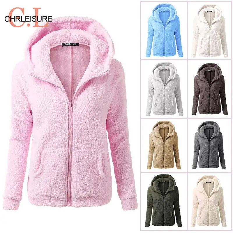 

2019 Winter Women short Jacket fashion warm Fur Fleece Teddy Long Hooded Jacket Causal Autumn Female Coat Outwear femme Plus