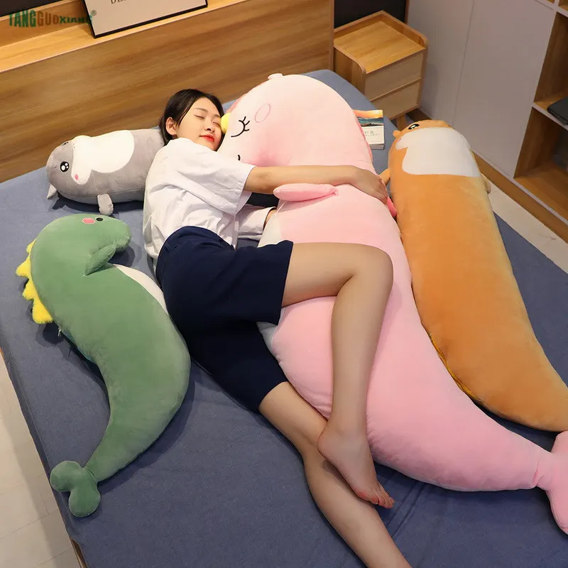 

80-120cm Cute Cartoon Pillow Seahorse Totoro Shark unicorn Plush Toy Soft Stuffed Animal Doll Gift for Baby Kid girl Xmas