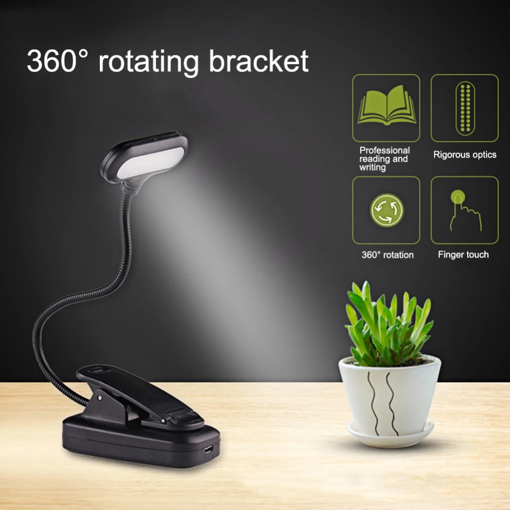 

Book Light Clip Gooseneck Reading Light 5500K-6000K Adjustable Color Temperature For Reading In Bed