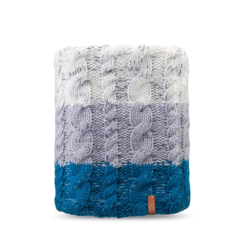 Blue Scarf Aonijie Wool Knitted Hat Scarf Thick Winter Warm Cap Adult Kids Outdoor Camping Hiking Skiing M28 M29 - Цвет: Blue Scarf