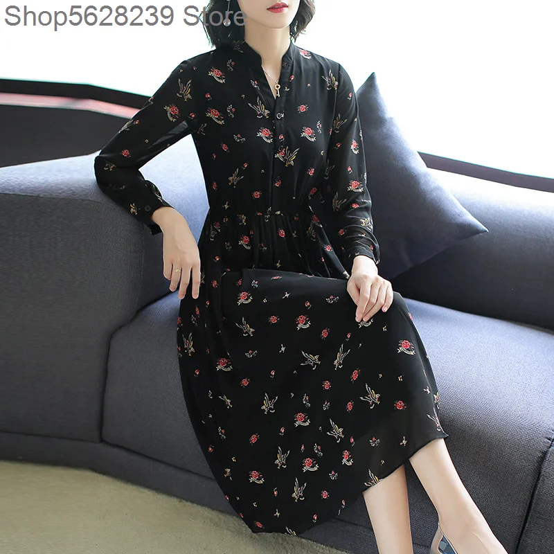 

2020 Season Big Size Women's Wear Dress Summer Floral Skirt Long Skirt Female Chiffon