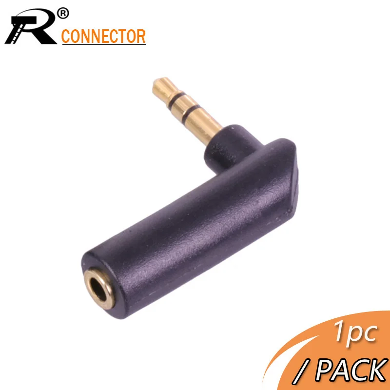 1pc Gold-plated Connector 3.5 jack Right Angle Female to 3.5mm 3Pole Male Audio Stereo Plug L Shape Jack Adapter Connector afbeelding