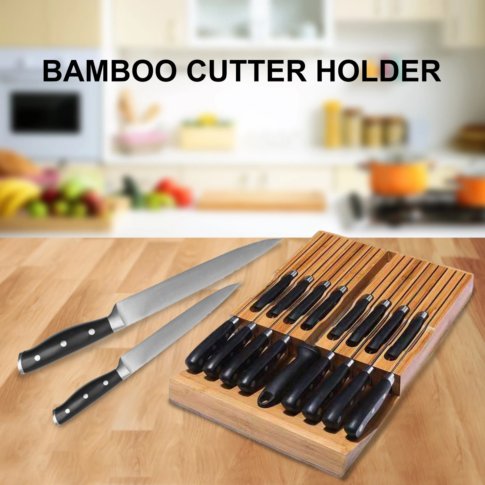 Knifes Holder Cutlery Drawer Organizer Tray Utensil Rack Kitchen Storage Tools 
