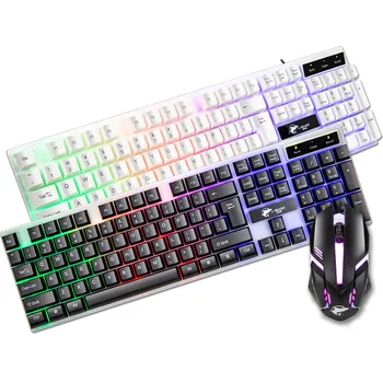 

2020 New Colorful LED Wired Keyboard Mouse Set Gaming Keyboard Gamer Mouse tripod Keyboard Home Business Office PC Laptop
