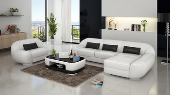 

Living room furniture real leather sofa