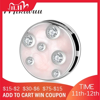 

Round Pink Enamel Clear CZ Clip Charms 925 Sterling Silver Women Jewelry Accessories Making fits Original Reflexion Bracelet