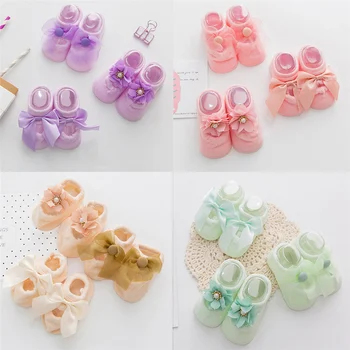 

3Pair Infant Cute Cartoon Socks Newborn Baby Girls Boys Lace Floral Anti-Slip Socks Winter Warm Sweet Lovely Socks