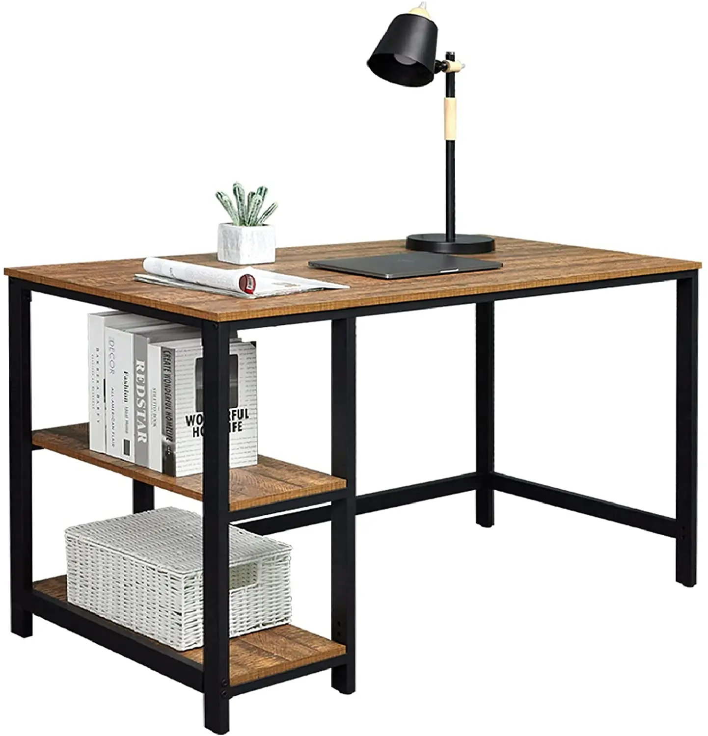 Письменный стол с 2 полками слева или справа со стальной рамой - Цена: 9 432,01 руб.