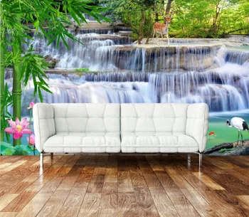 

Flower Waterfall Wallpaper Water Lily Mural for Living Room 3d Photo Cloth Paper Wall Paper Papel De Parede Bamboo Contact Paper