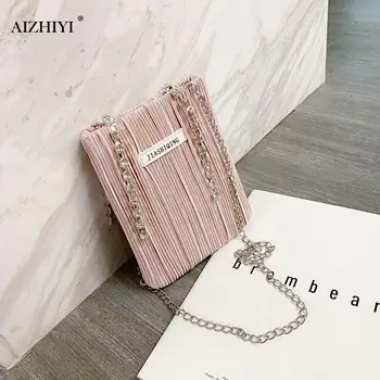 

Fashion Pleated Women Crossbody Bags Rhinestone Elegant Tote Shoulder Bag Lady Girls Dinner Party Small Handbags Pouch