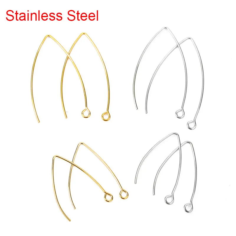 20pcs/lot Golden Color Hypoallergenic Stainless Steel V Shape Earrings Hooks Clasps Wire For Craft Diy Jewelry Making Findings | Украшения