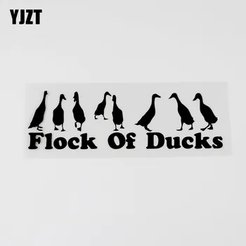 

YJZT 15.4CMX4.7CM Cute Animal Flock Of Ducks Vinyl Car Sticker Black/Silver 8C-0023