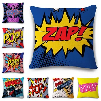 

Color Graffiti Rock Style Cushion Cover Letter Pop WOW POW BANG Superman Print Cushion Cover Home Decoration Cushion Cover ...