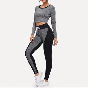 

Two Piece Set Women Legging Outfit Tracksuit Sport Suits Women Long Sleeve Crop Top And Skinny Pants Female Tracksuits L1