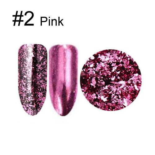 Bittb 2pcs Colorful Irregular Nail Foil Paper Sticker Gold Silver Nail Art Stickers Decoration 3D Design Glitter Manicure - Color: Pink