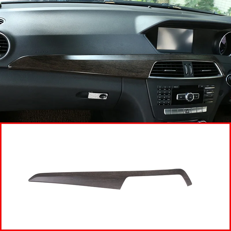 

For Mercedes Benz C Class W204 2010-2013 ABS Black Wood Grain Chrome Car Interior Center Console Protection Panel Cover Trim