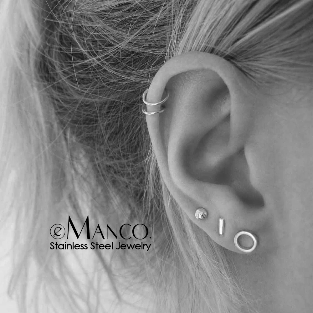 

eManco 316L Stainless Steel Stud Earrings for women Minimalist Ball Earrings Sets 6 size Gold Color Earrings Jewelry