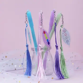 

48 pcs/lot Tassel Pendant Gel Pen Cute Flower 0.38 mm black Ink Neutral Pen Stationery gift Office School writing Supplies