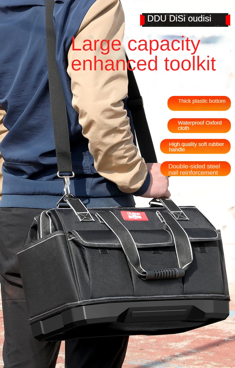 tool chest Tool Bag Thickened Fabric Electrician Bag 1680D Oxford Waterproof Wear-Resistant Strong Anti-Fall Storage Toolkit best rolling tool box