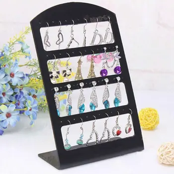 

Stud Necklace Holder Packaging Cards Acrylic Pearl Hooks Home 24/48 Hole Rectangular Jewelry Display Storage Earring Stand