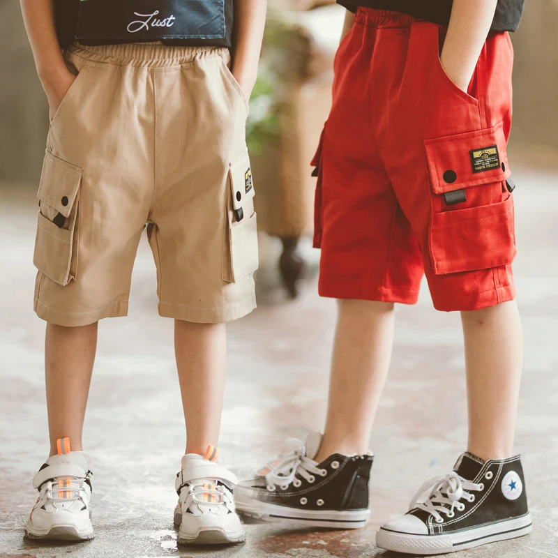 Pantalones cortos deportivos de algodón niños, la rodilla pantalón de chándal, talla 6, 8, 12, 13, 14 años|Pantalones - AliExpress