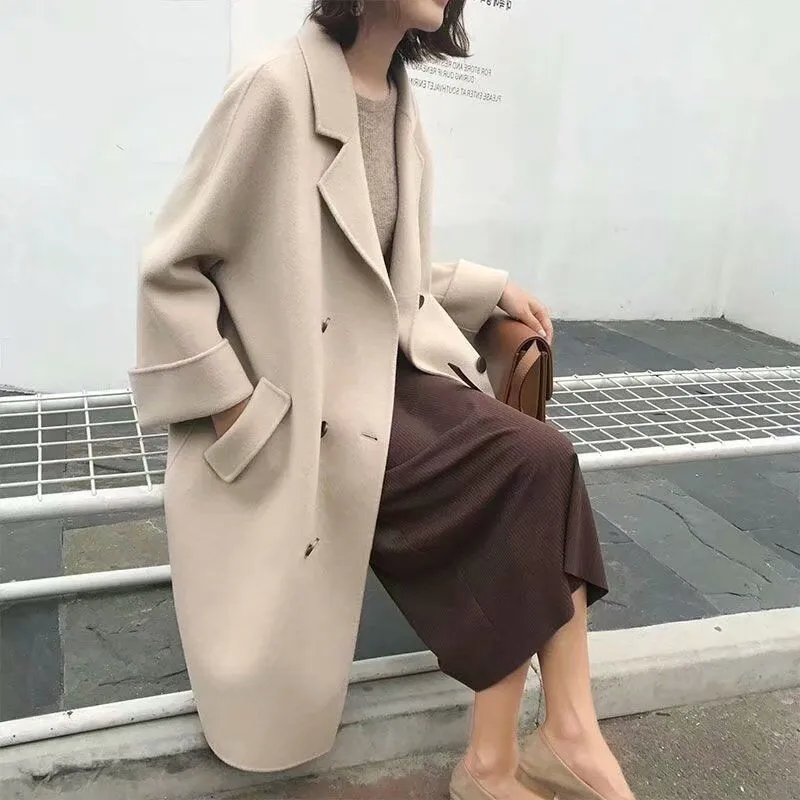 

Woolen Jacket Women's Mid-length Korean-style 2019 Winter New Style Thick Slim Fit Double-Sided Woolen Overcoat