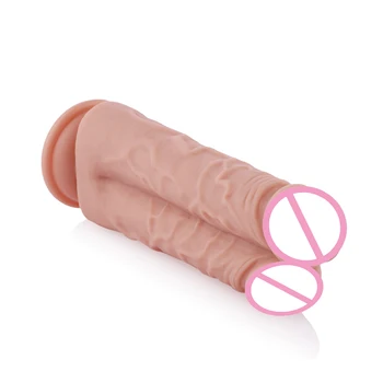 Hismith 8.5”Two Cocks One Hole Silicone Dildo for Hismith Premium Sex Machine 7.5” Inches Insertable Length KlicLok System 2