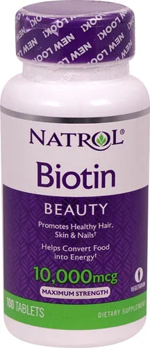 Biotin Natrol Biotin 10000 mcg 100 таблетки+ кальций для ногтей кожи - Цвет: Biotin